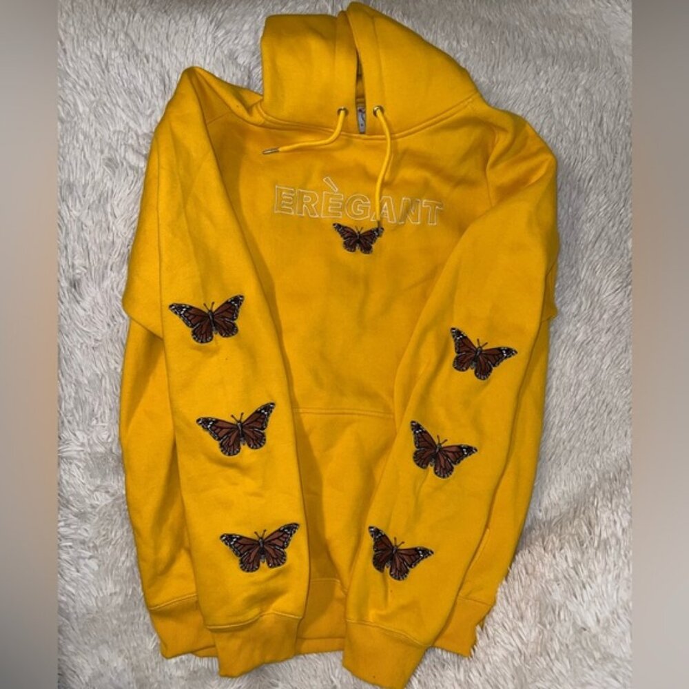 Yellow Hoodie with Butterfly Design